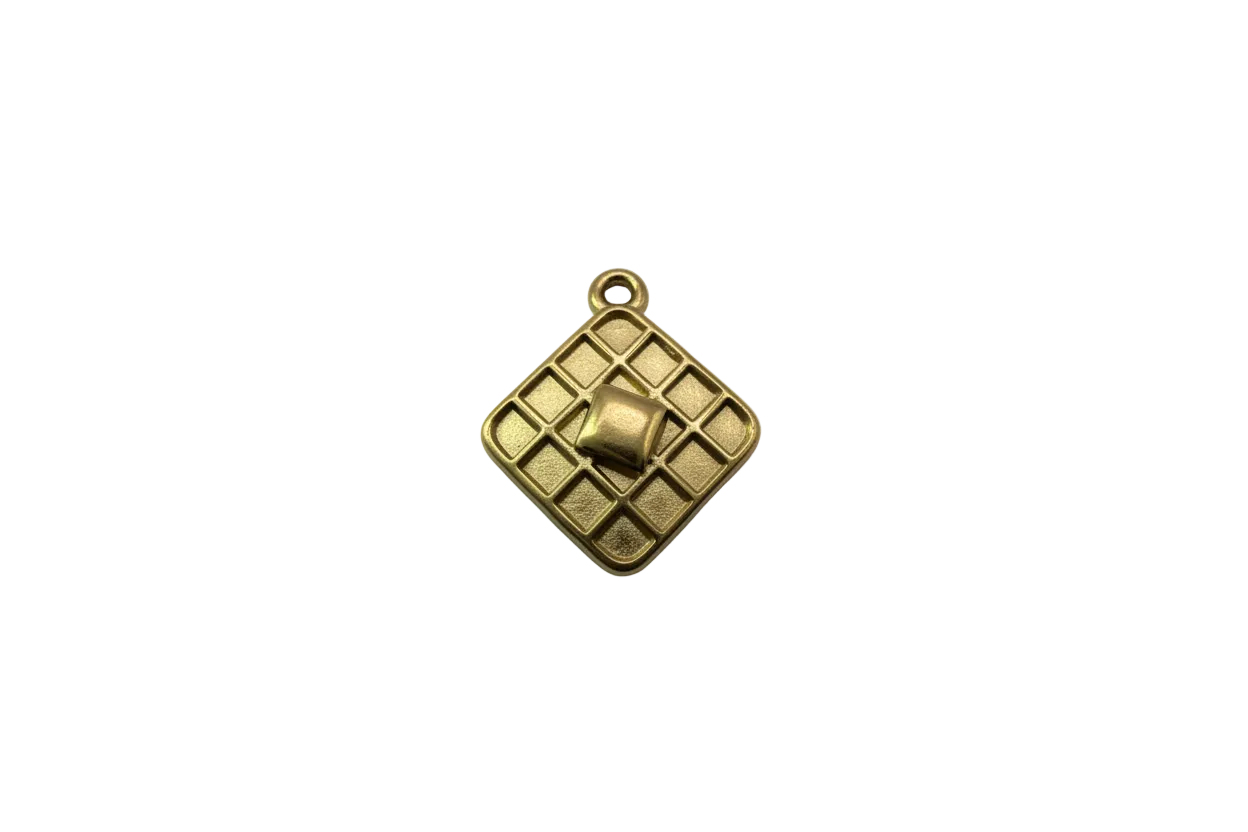 Gold waffle square with raised butter cube