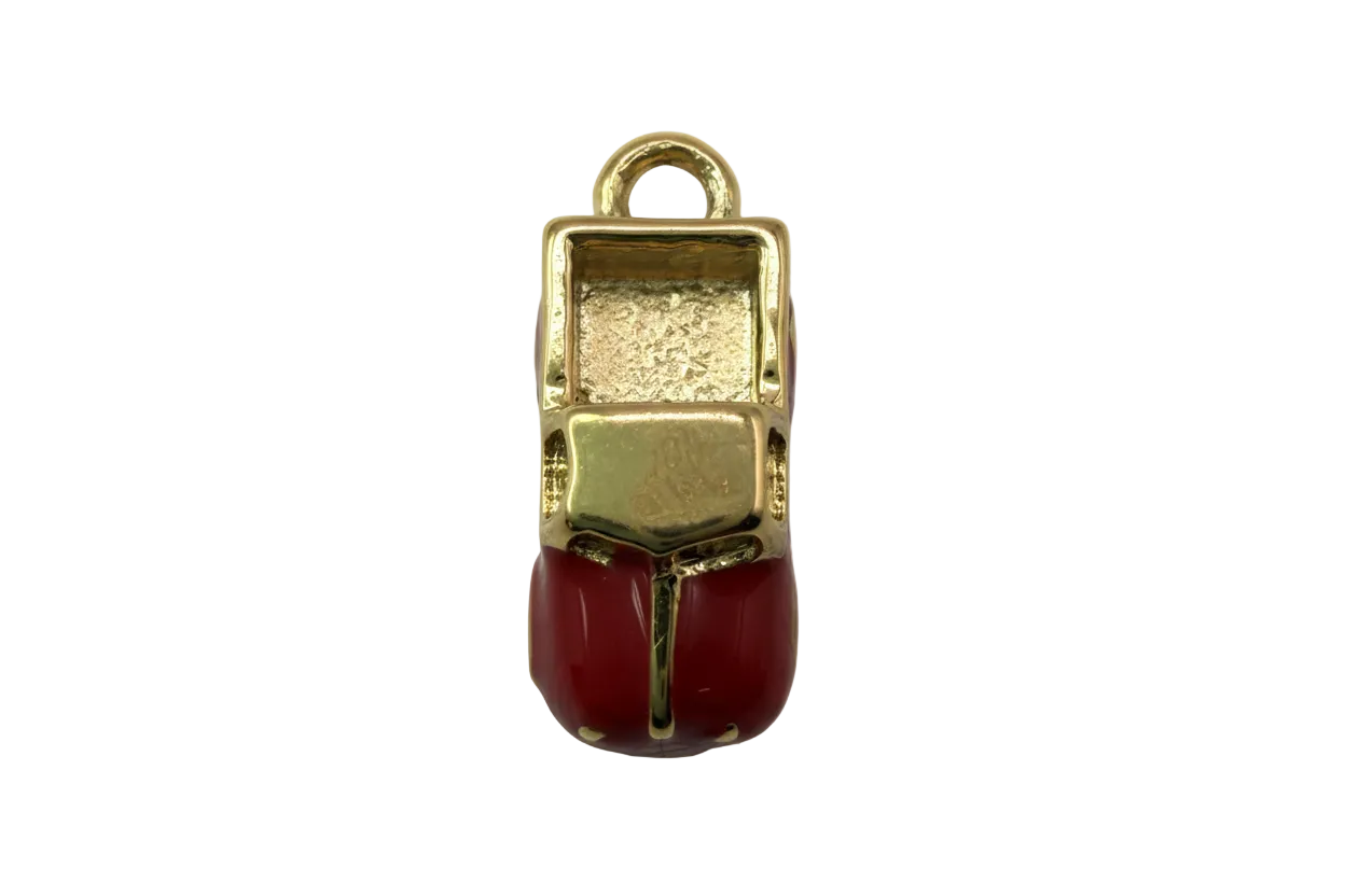 Gold lighter with glossy red enamel base and textured silver top