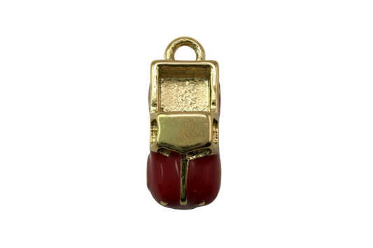 Gold lighter with glossy red enamel base and textured silver top
