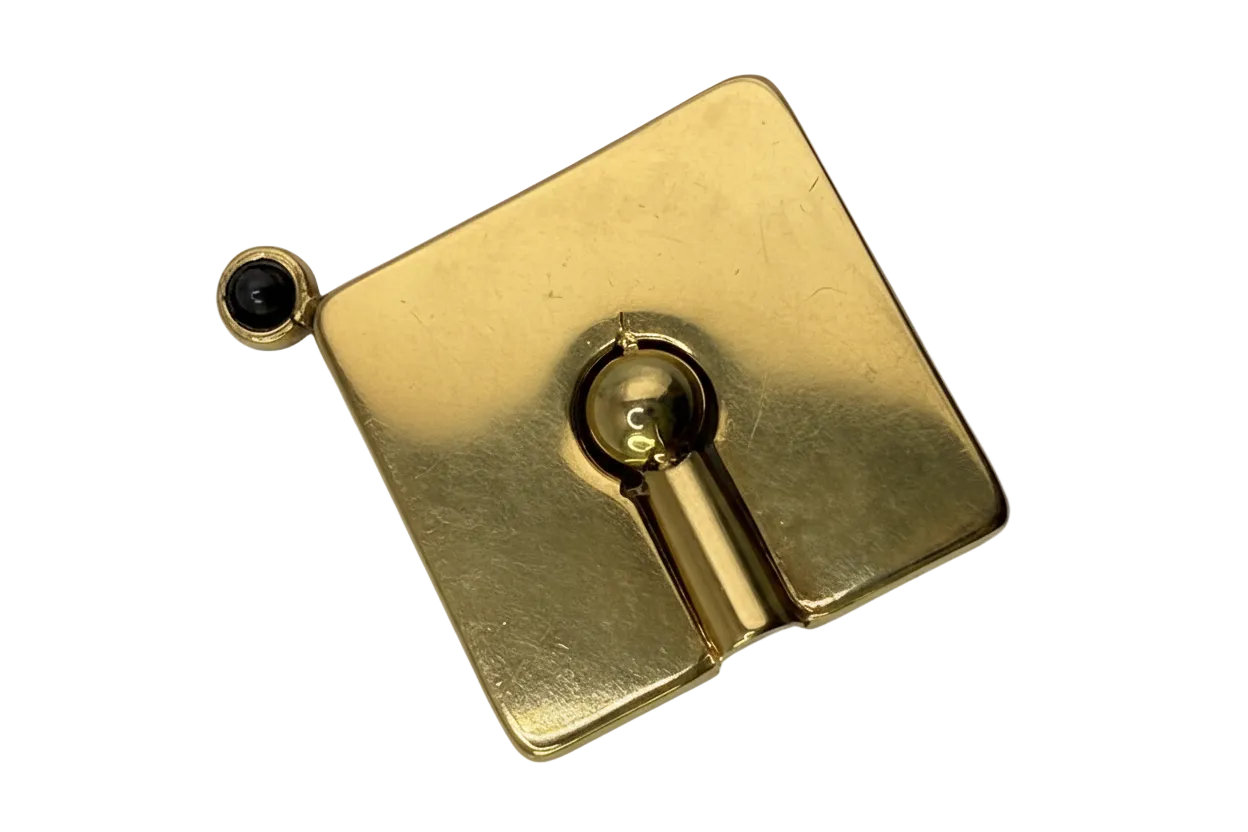 Polished gold padlock pendant with raised keyhole detail and rounded square shape