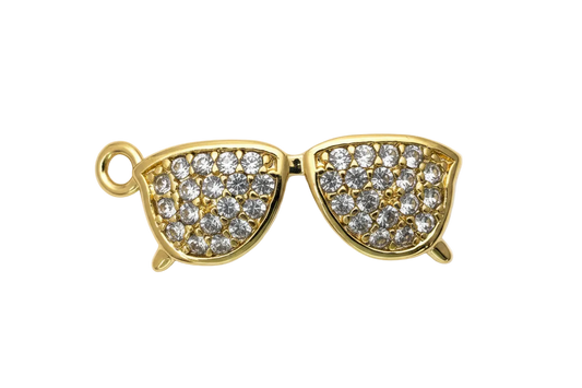 Gold sunglasses charm with pavé clear crystals