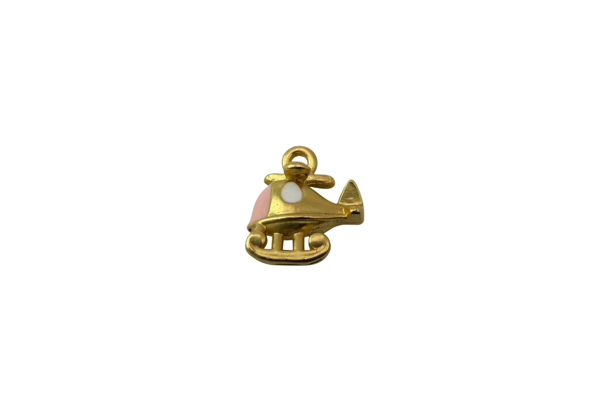 Gold ice skate with blush pink and white enamel