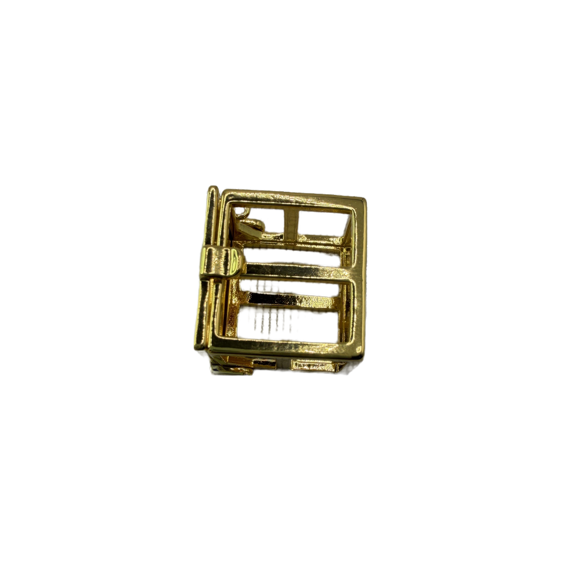 Gold rectangular buckle motif with openwork bars