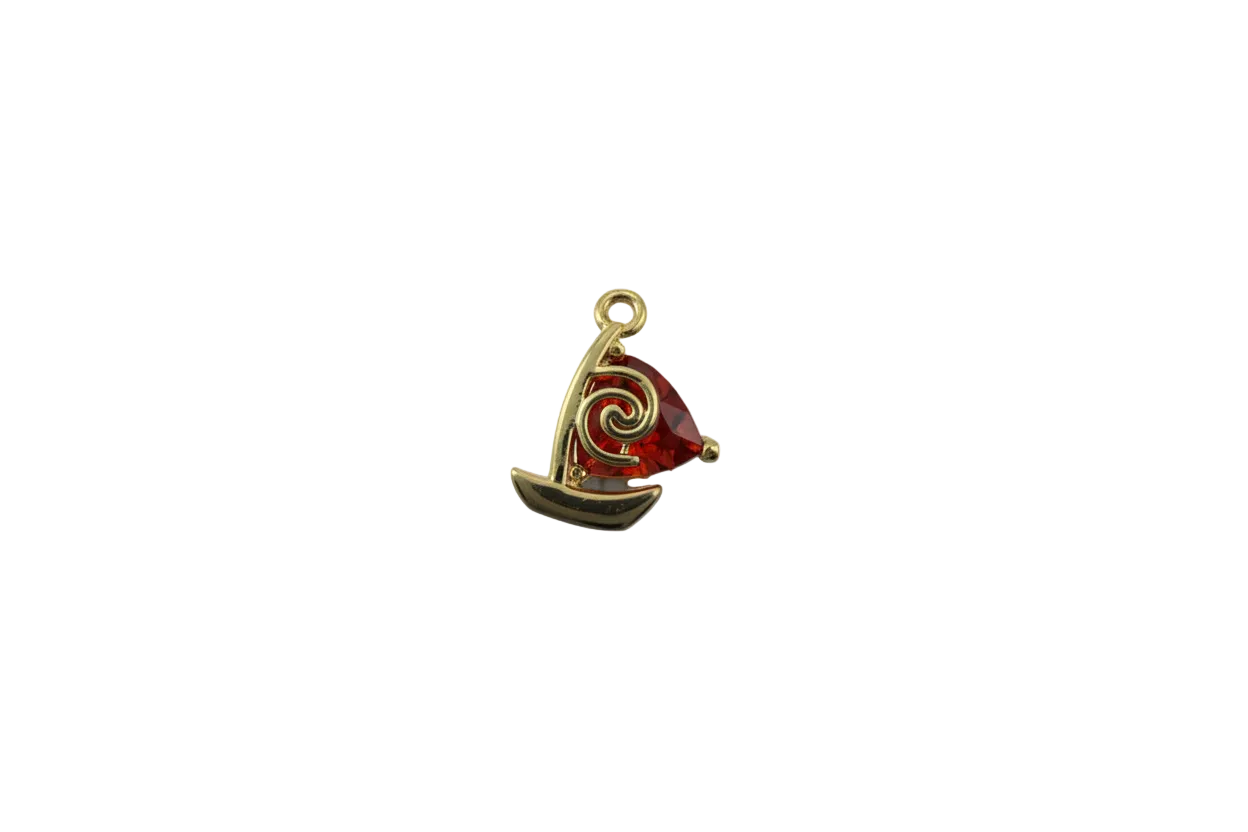 Gold sailboat with faceted red gem sail