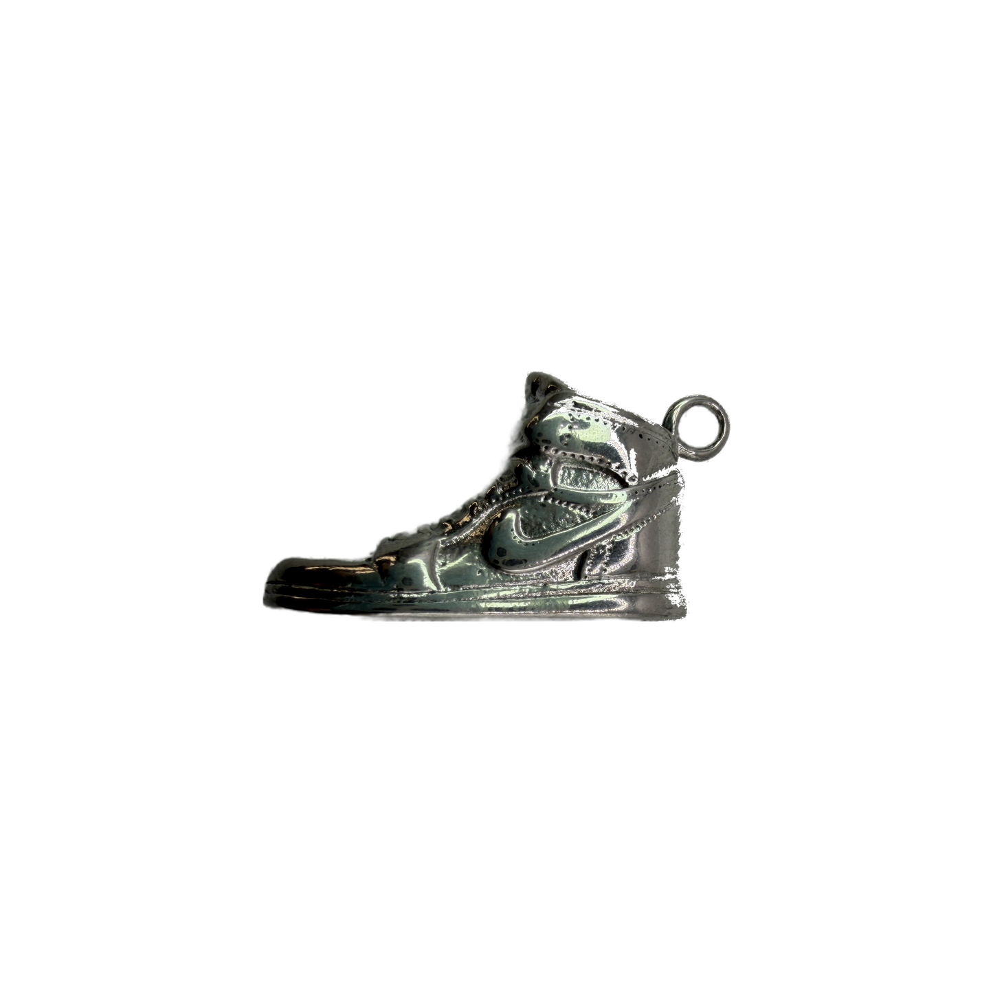 Polished silver high-top sneaker charm