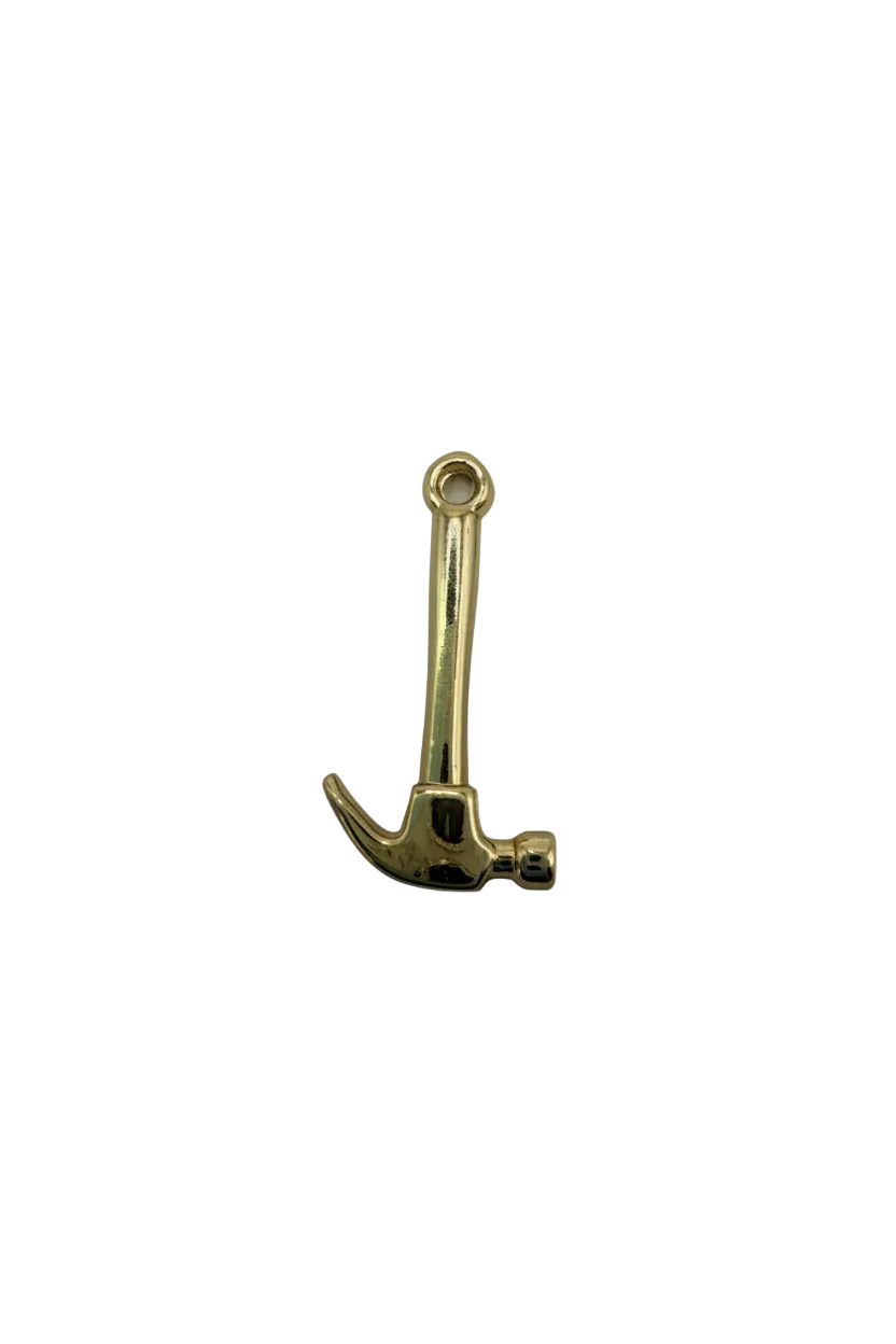 Polished gold claw hammer charm
