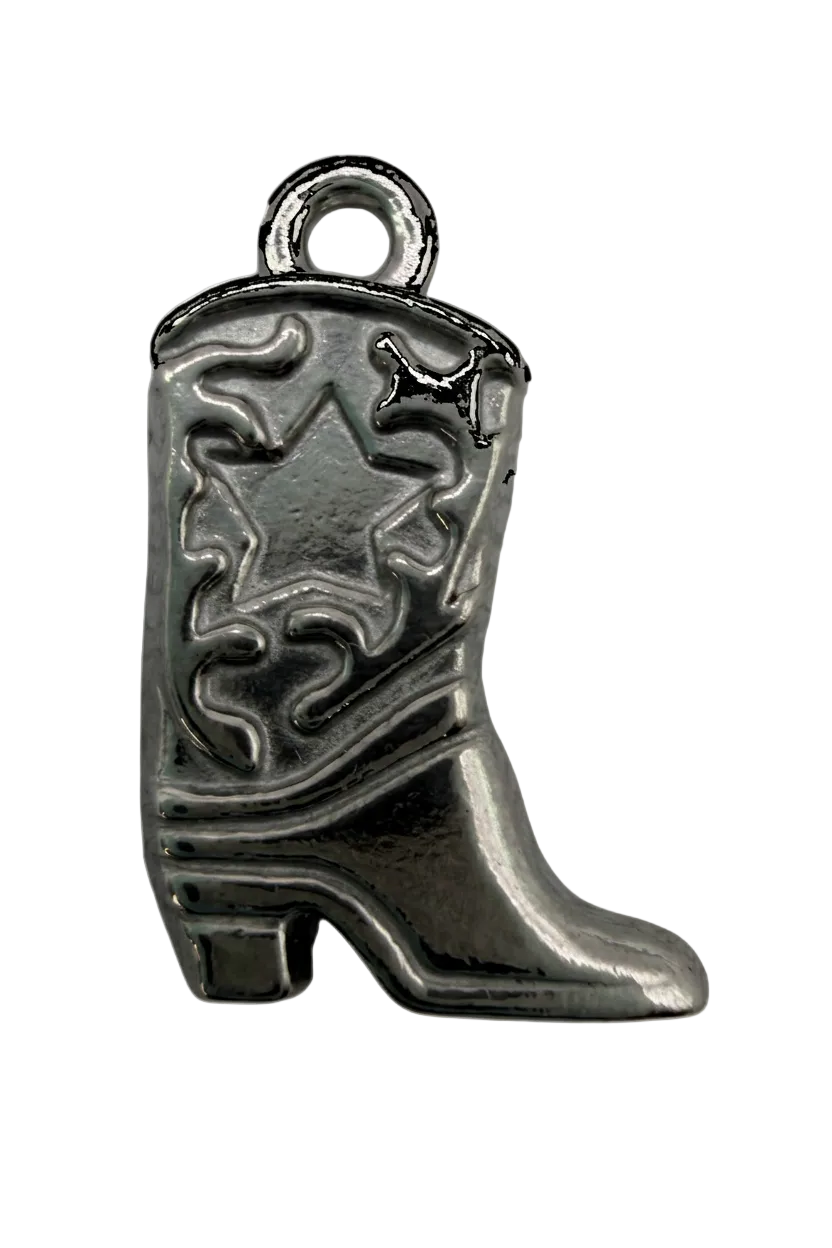 Antiqued silver flag with embossed star and scrollwork detailing