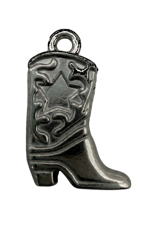 Antiqued silver flag with embossed star and scrollwork detailing