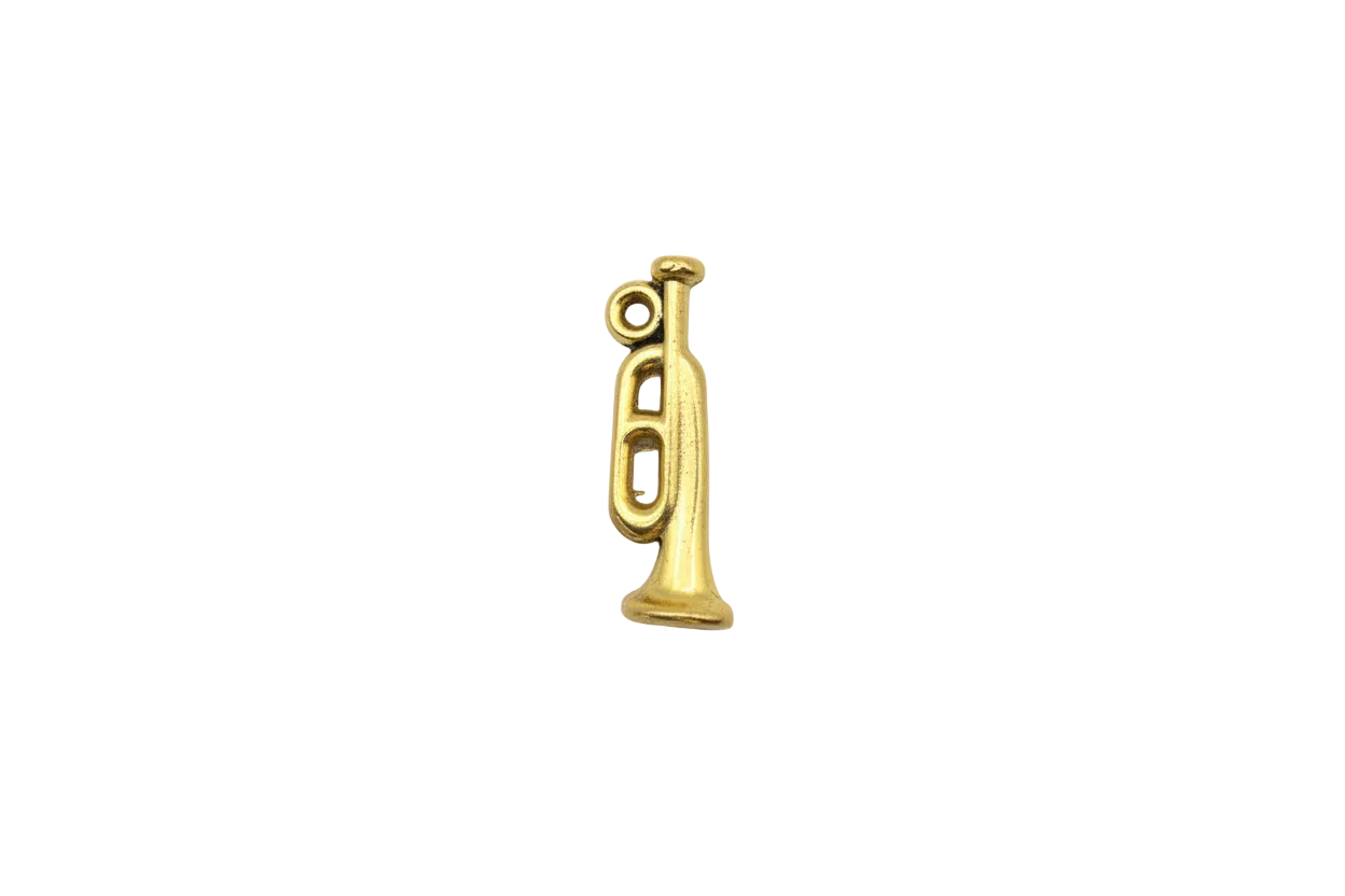 Gold trumpet silhouette with an antiqued sheen