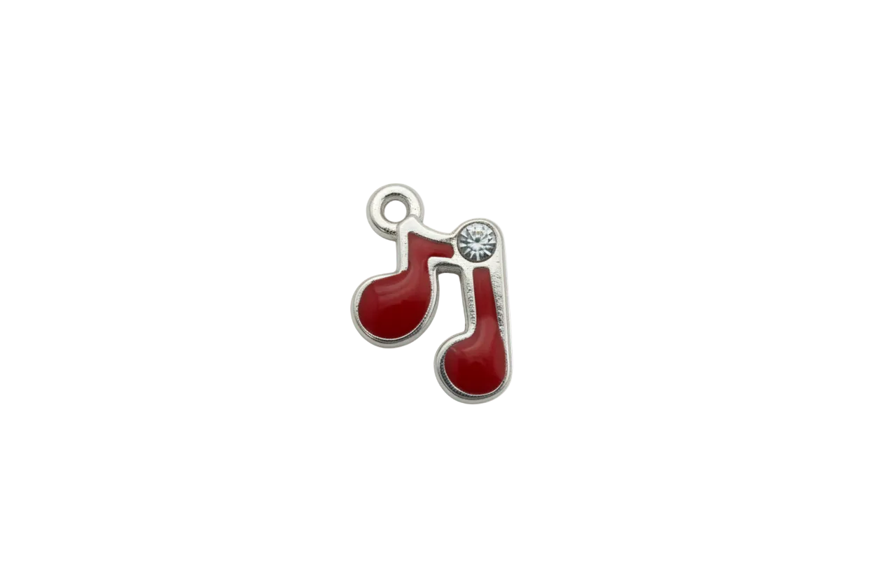 Red baby stroller motif in silver with clear crystal accent