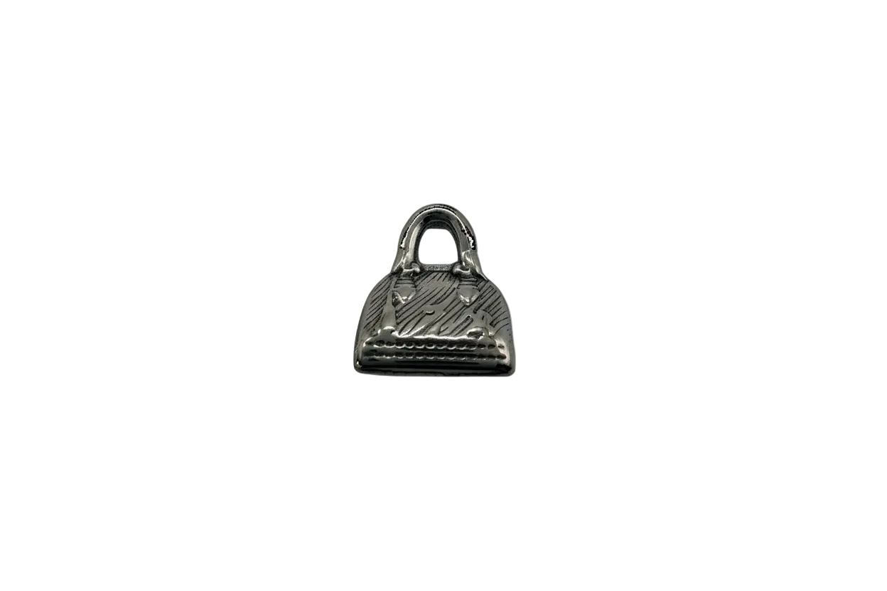 Silver-tone textured handbag with crosshatch detail