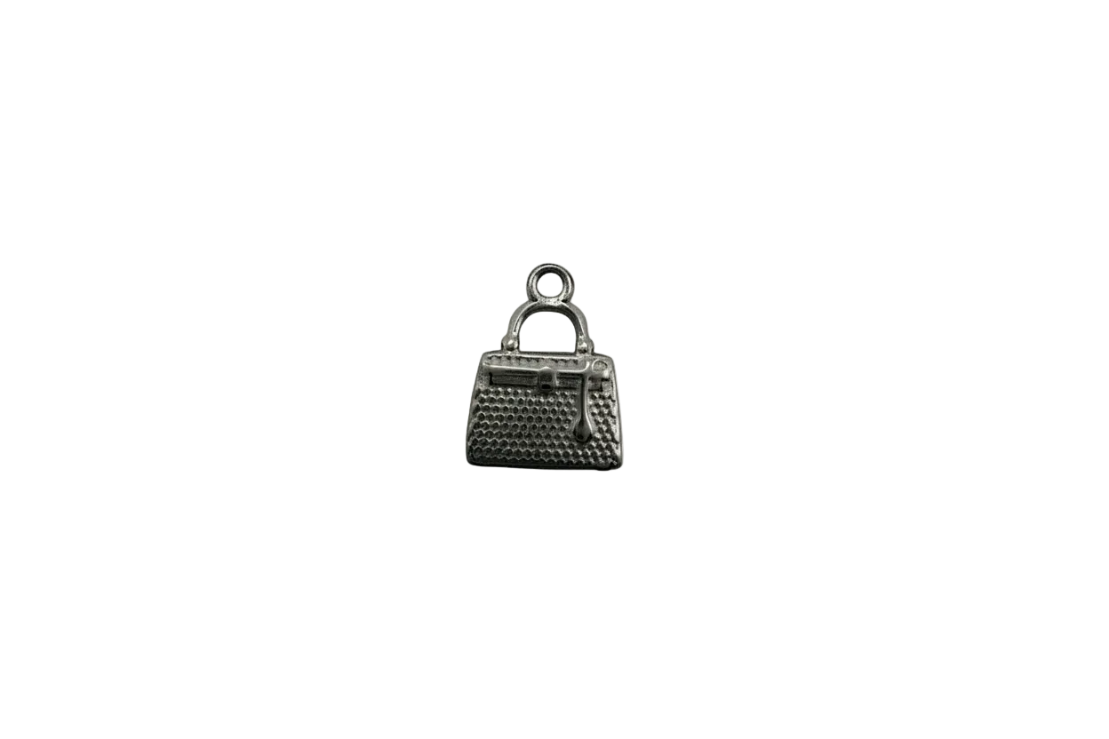 Textured silver handbag pendant