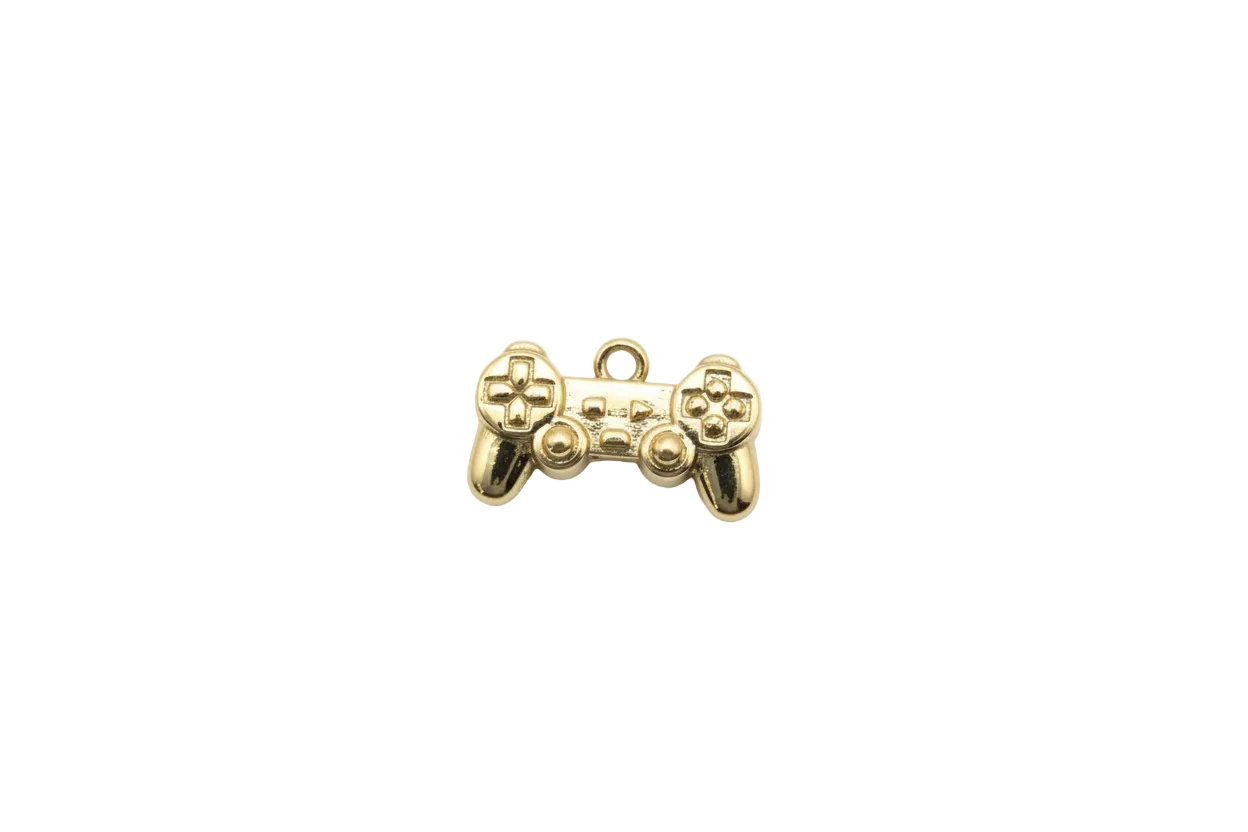 Polished gold game controller with raised buttons