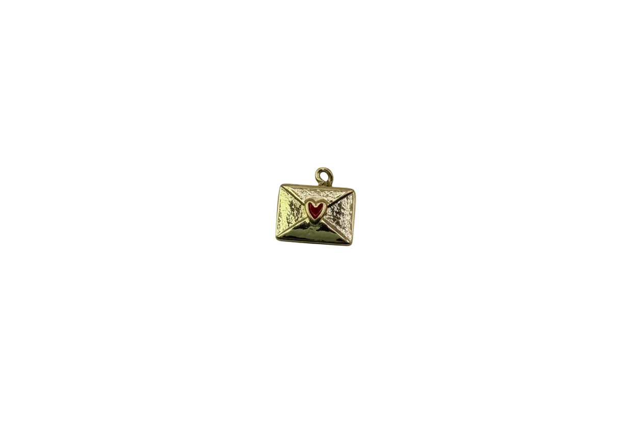 Gold envelope with red heart seal, glossy textured finish