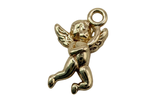 High-polish gold cherub angel figure with wings and sculpted details