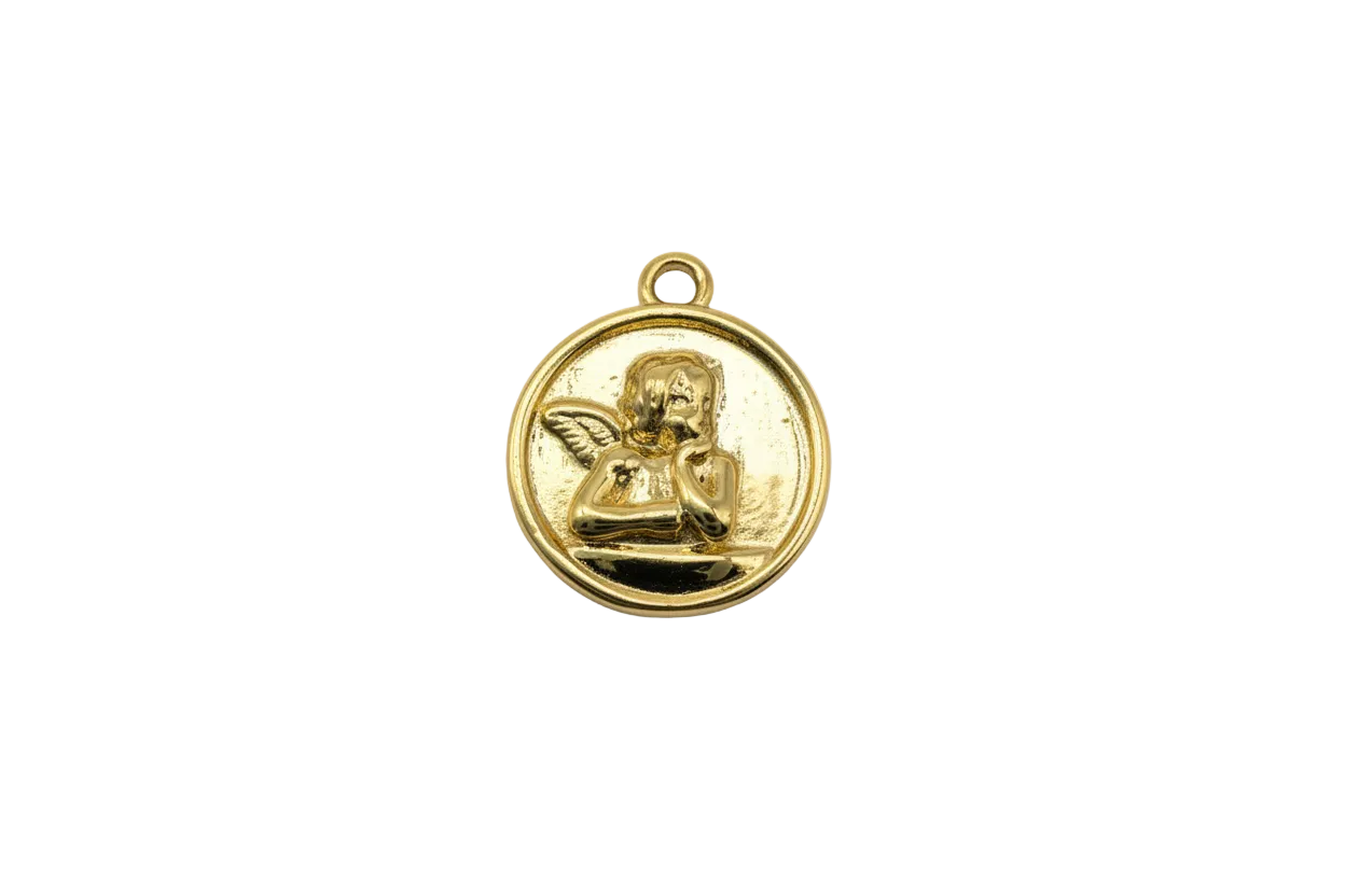 Gold cherub relief medallion