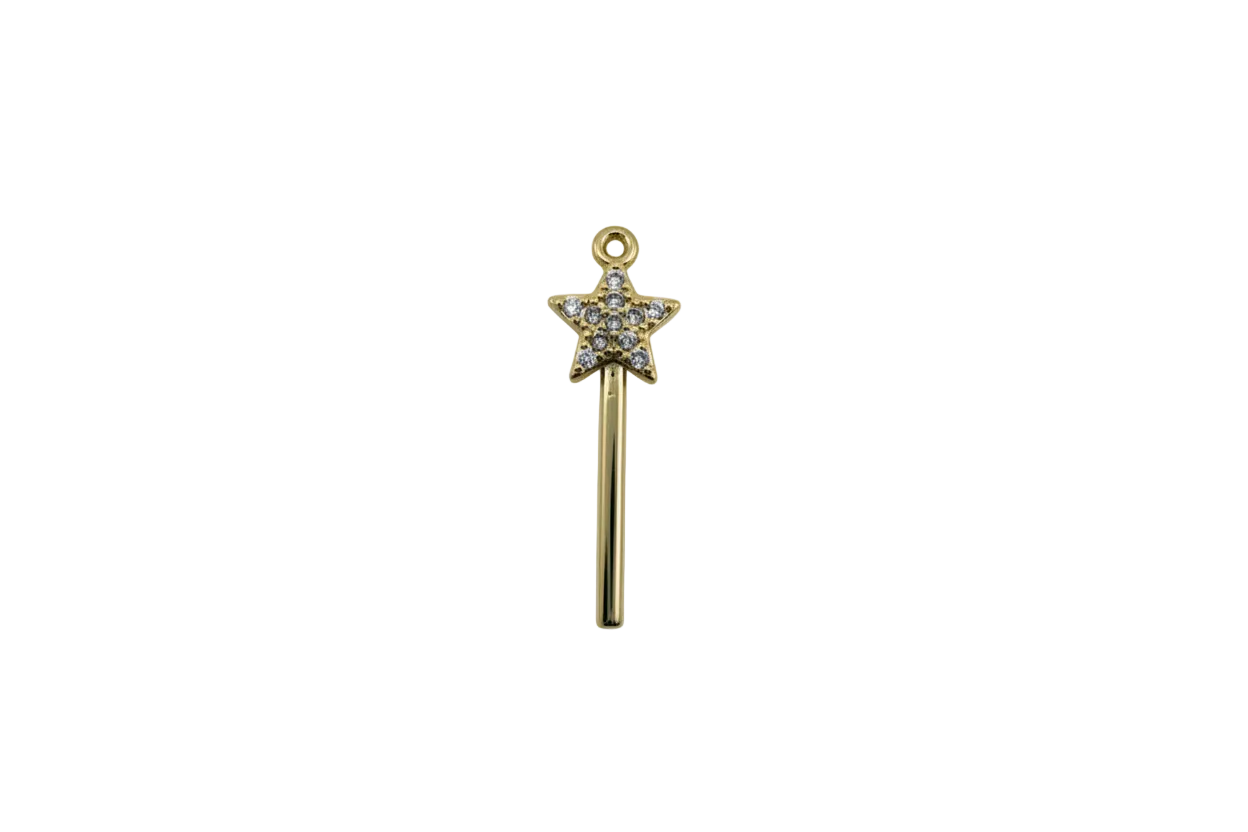 Gold star wand with pavé clear crystals
