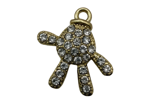 Gold turtle charm with pavé clear crystals and textured detailing