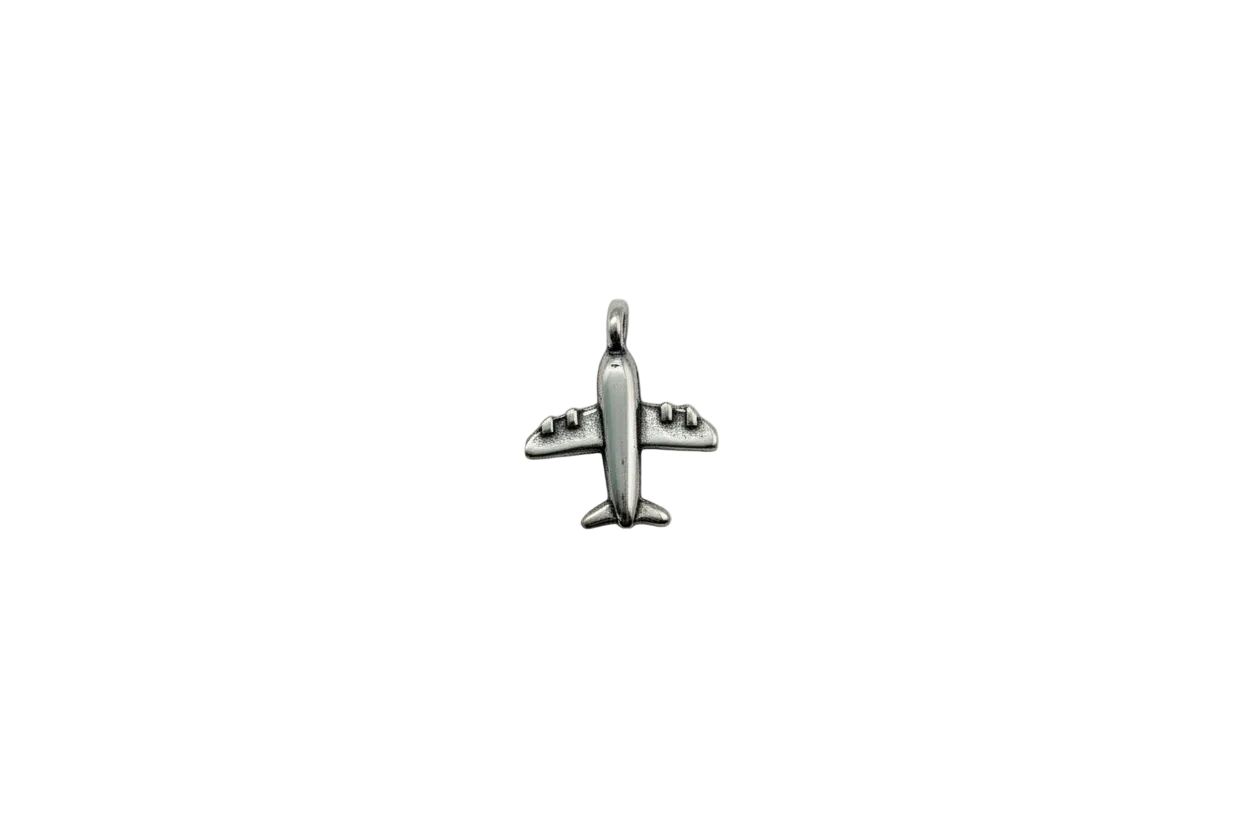 Silver-tone airplane pendant with sculpted wings