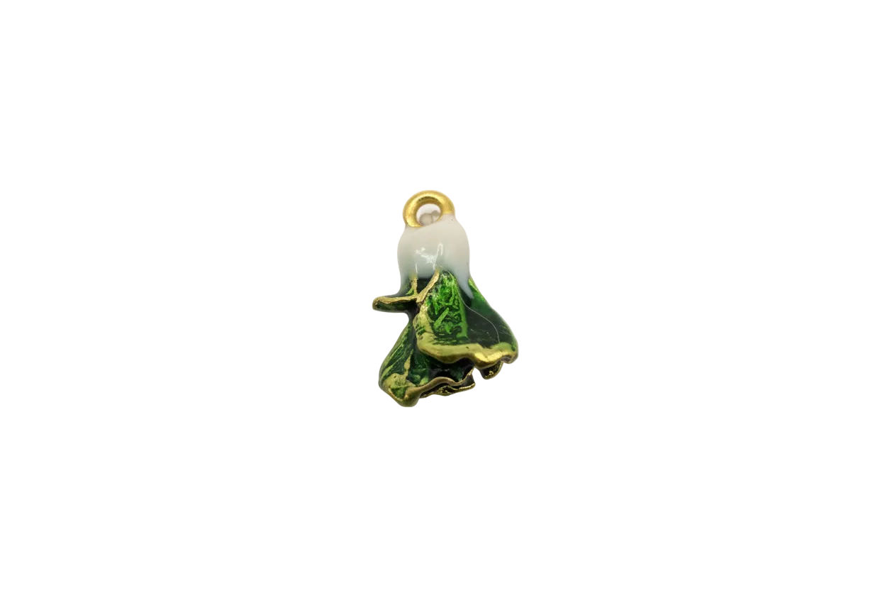Emerald green cloaked ghost figure with gold trim