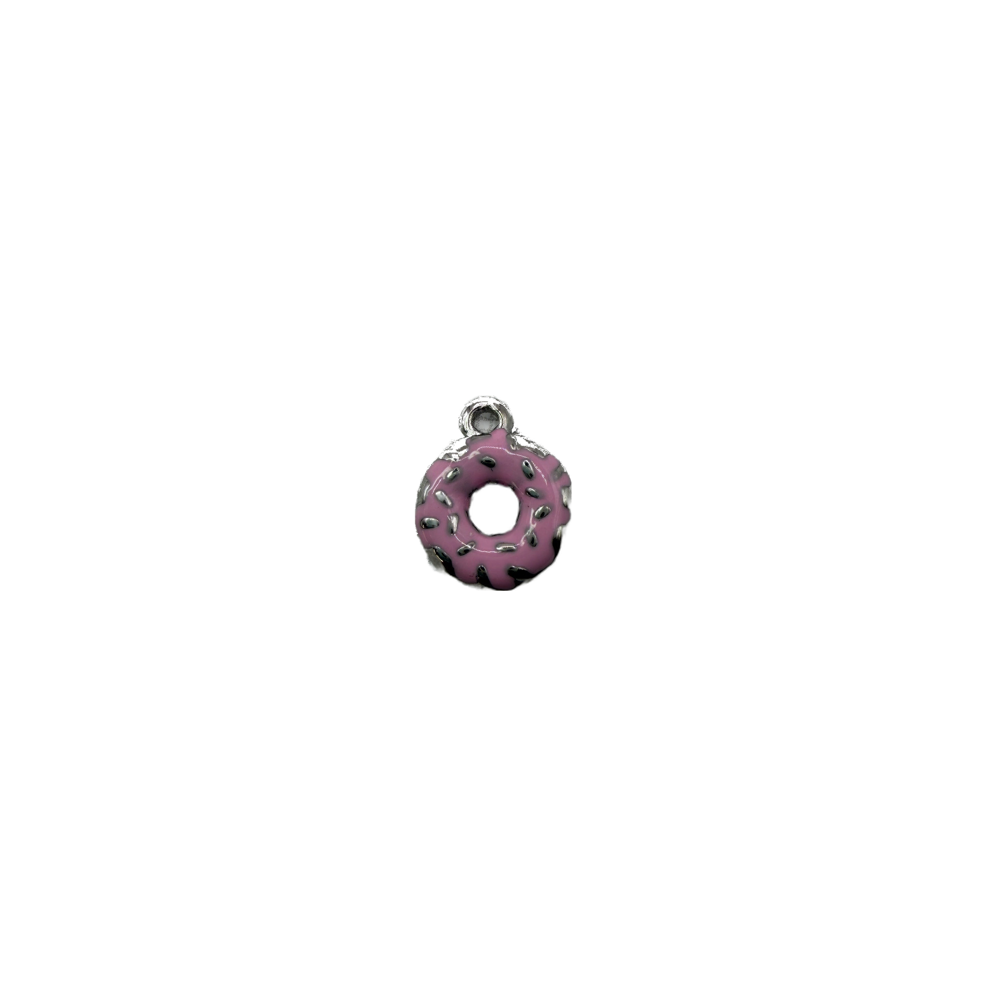 Pink frosted donut with silver sprinkles