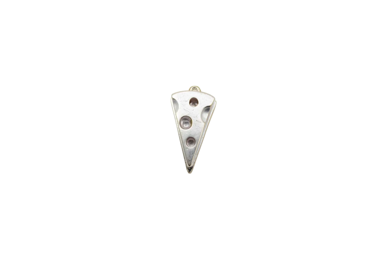 Ivory Swiss cheese slice with gold outline and holes