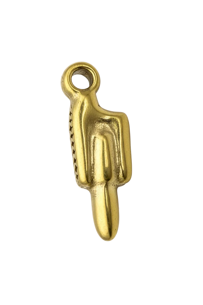 High-shine gold cactus silhouette with rounded contours