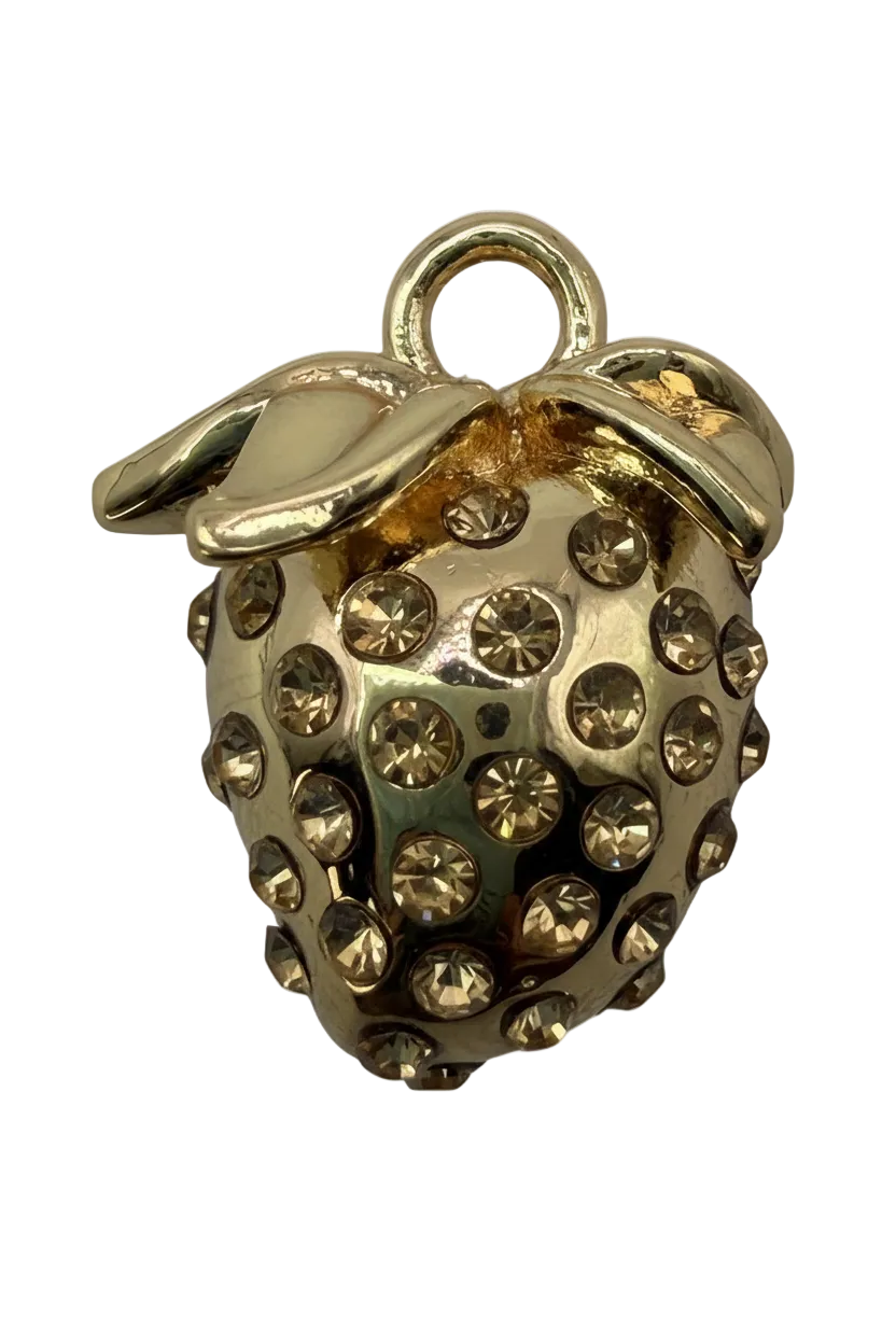 Gold acorn charm with pavé champagne crystals and glossy cap detail
