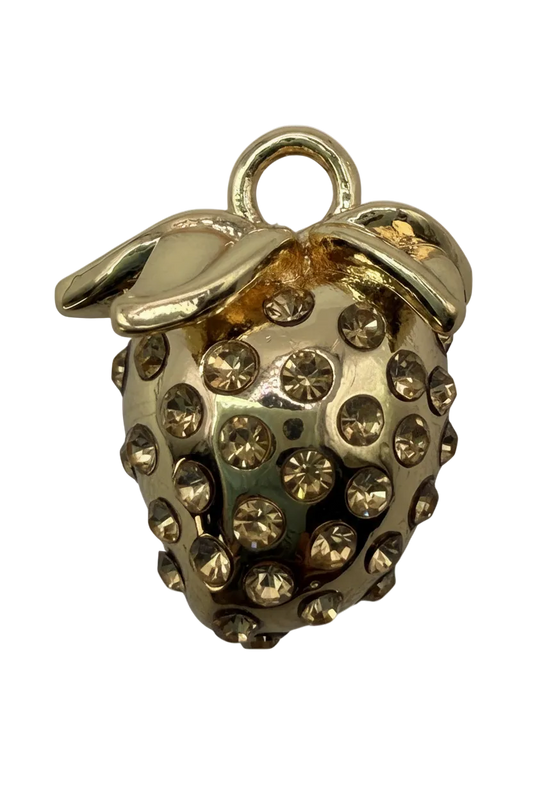 Gold acorn charm with pavé champagne crystals and glossy cap detail