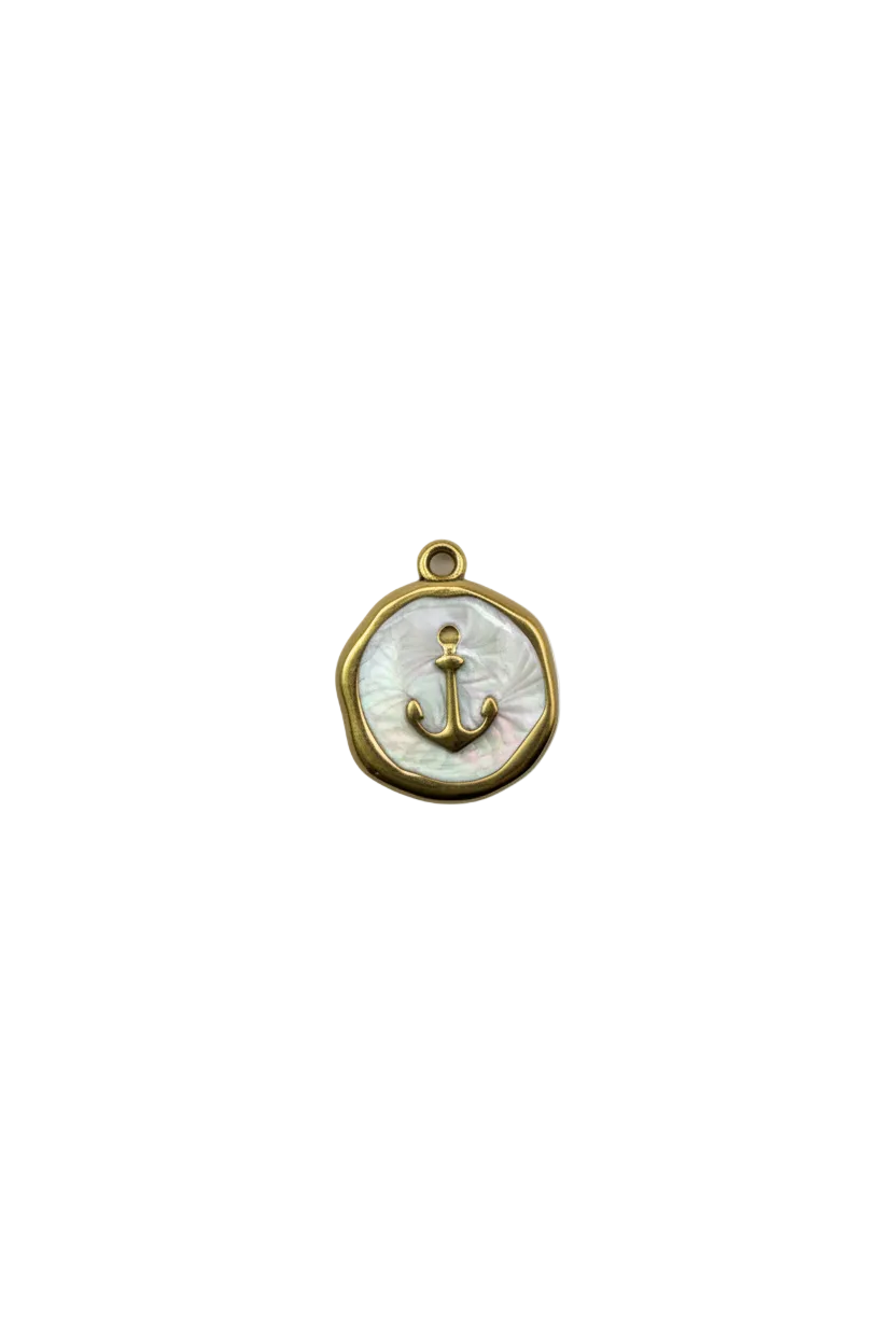 Pearlescent anchor medallion in gold