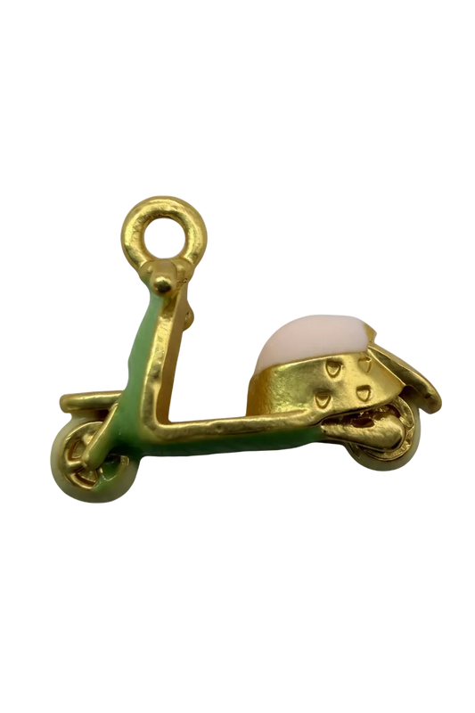 Gold-finish clip with deep green stripe detail, polished metal