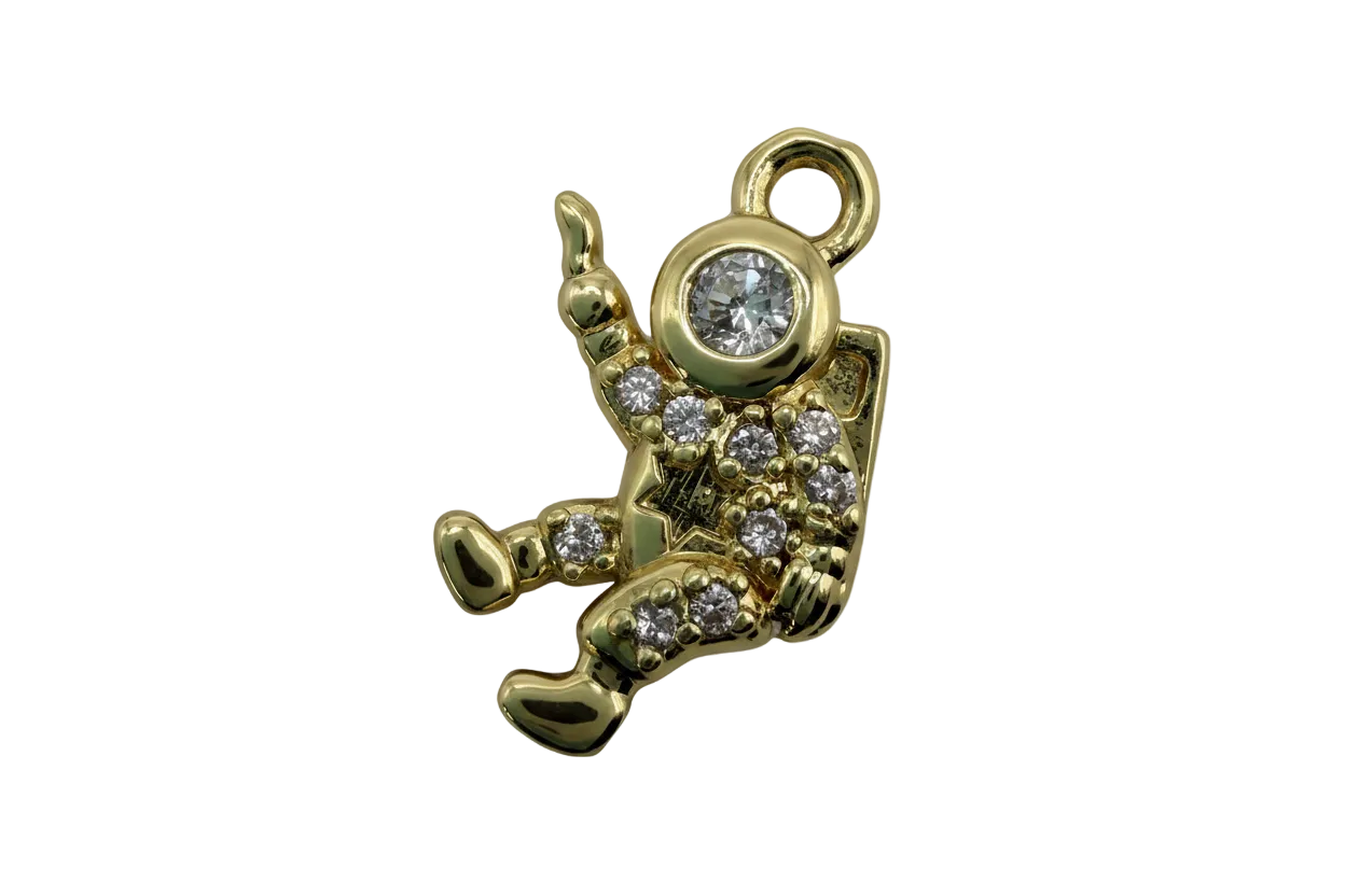 Gold pavé rabbit head with clear crystals and star detail