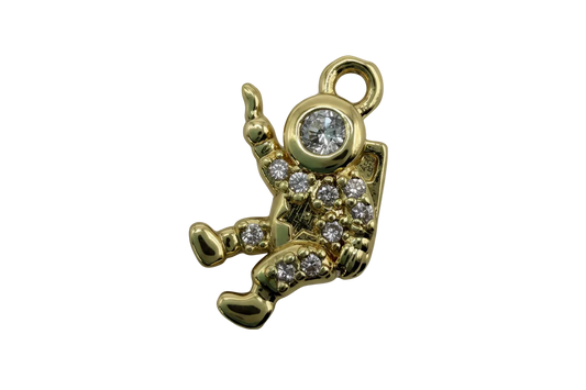 Gold pavé rabbit head with clear crystals and star detail