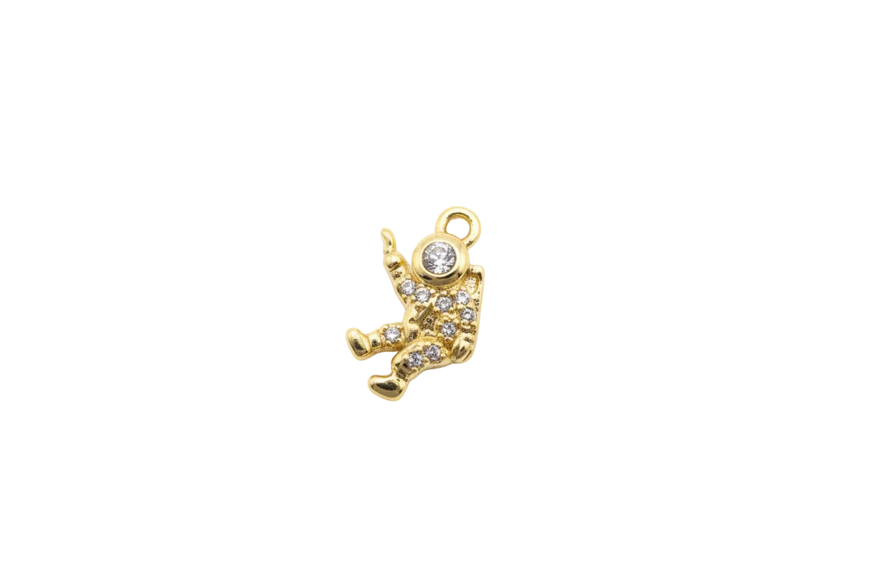 Gold rabbit head with clear crystals and star detail