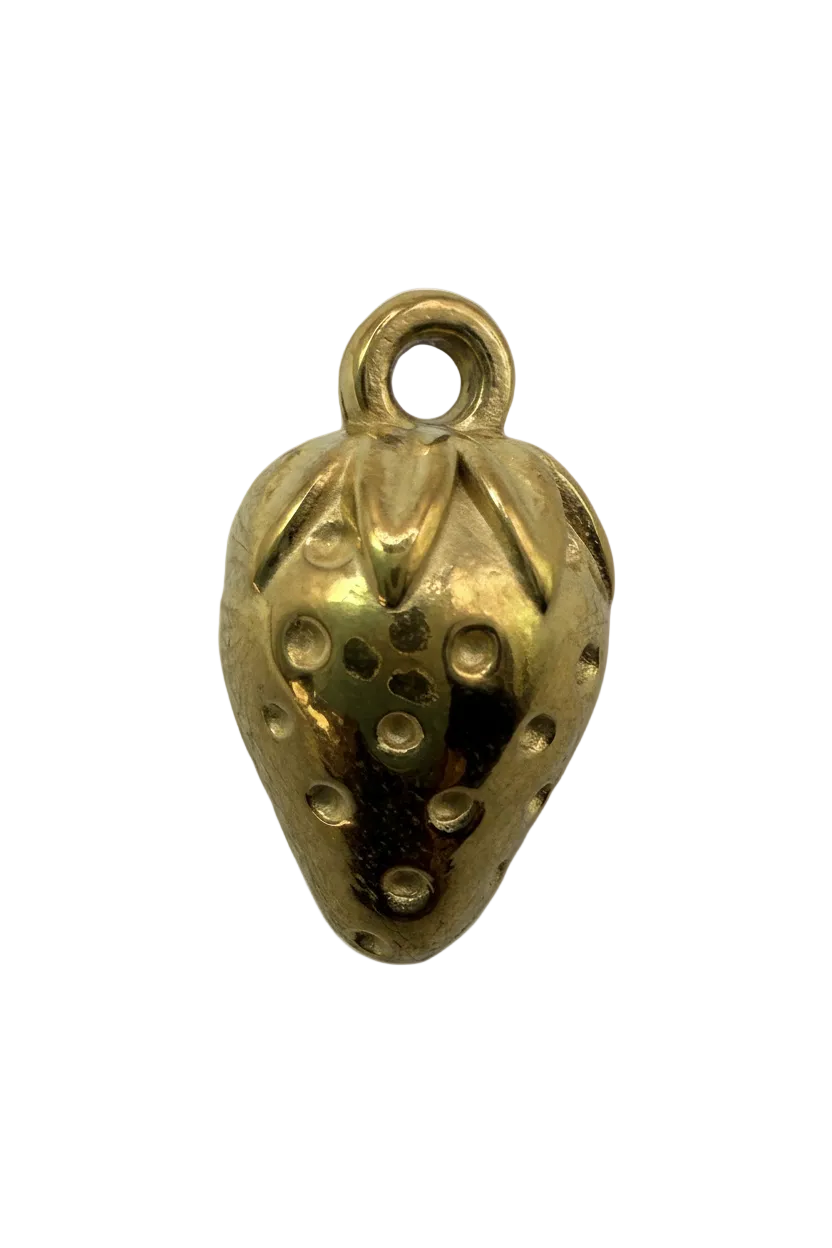 Gold ladybug beetle charm with raised dotted texture and polished finish