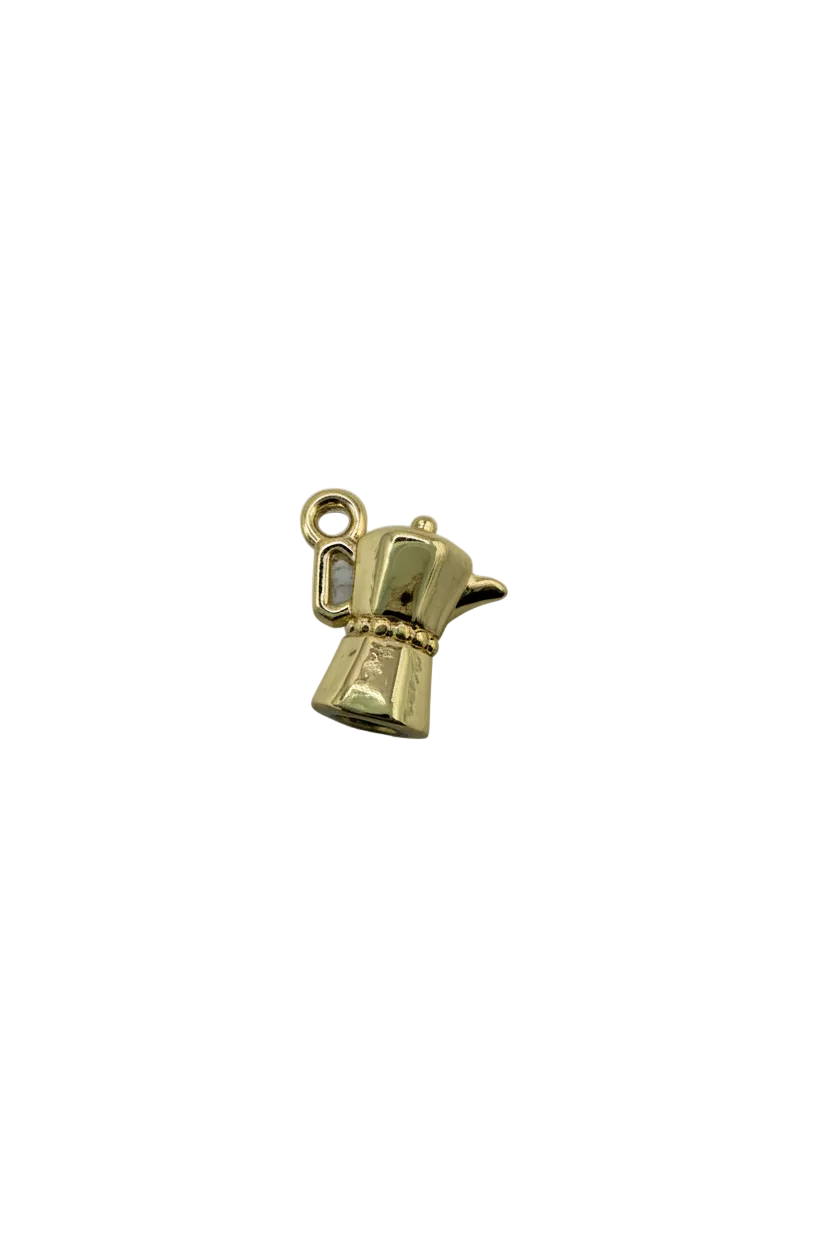 Polished gold hair dryer pendant with sculpted details