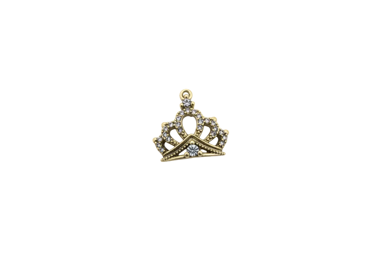Gold crown with pavé clear crystals and a round clear gem