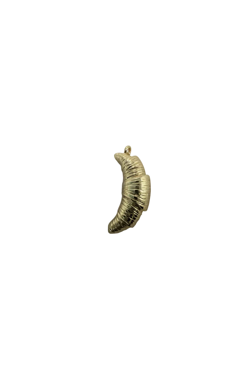 Textured gold croissant pastry charm