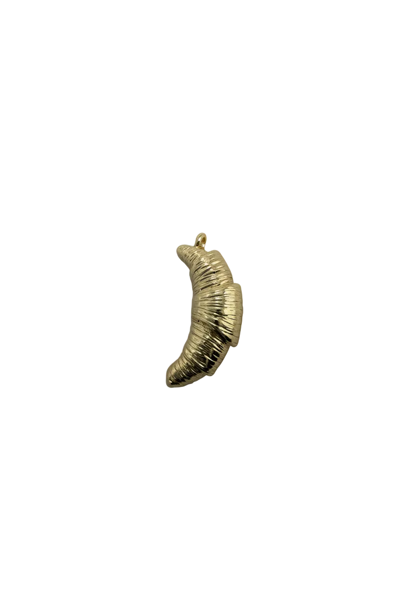 Textured gold croissant pastry charm