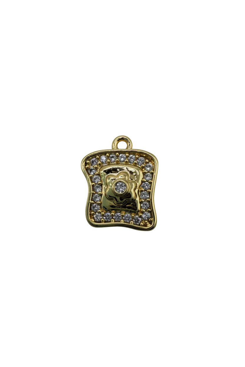 Gold pavé flower tile with clear crystals