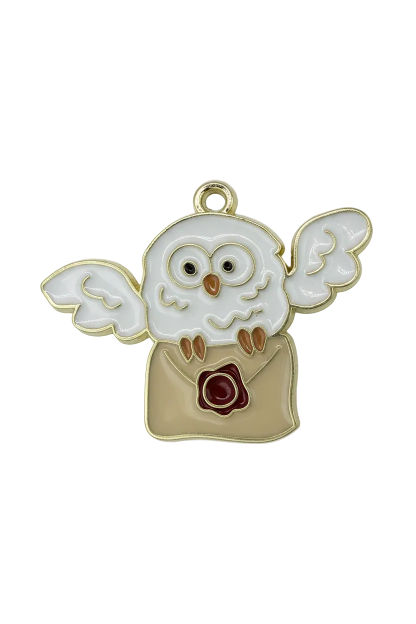 Glossy white rabbit figure in beige coat holding a red rose, outlined in gold