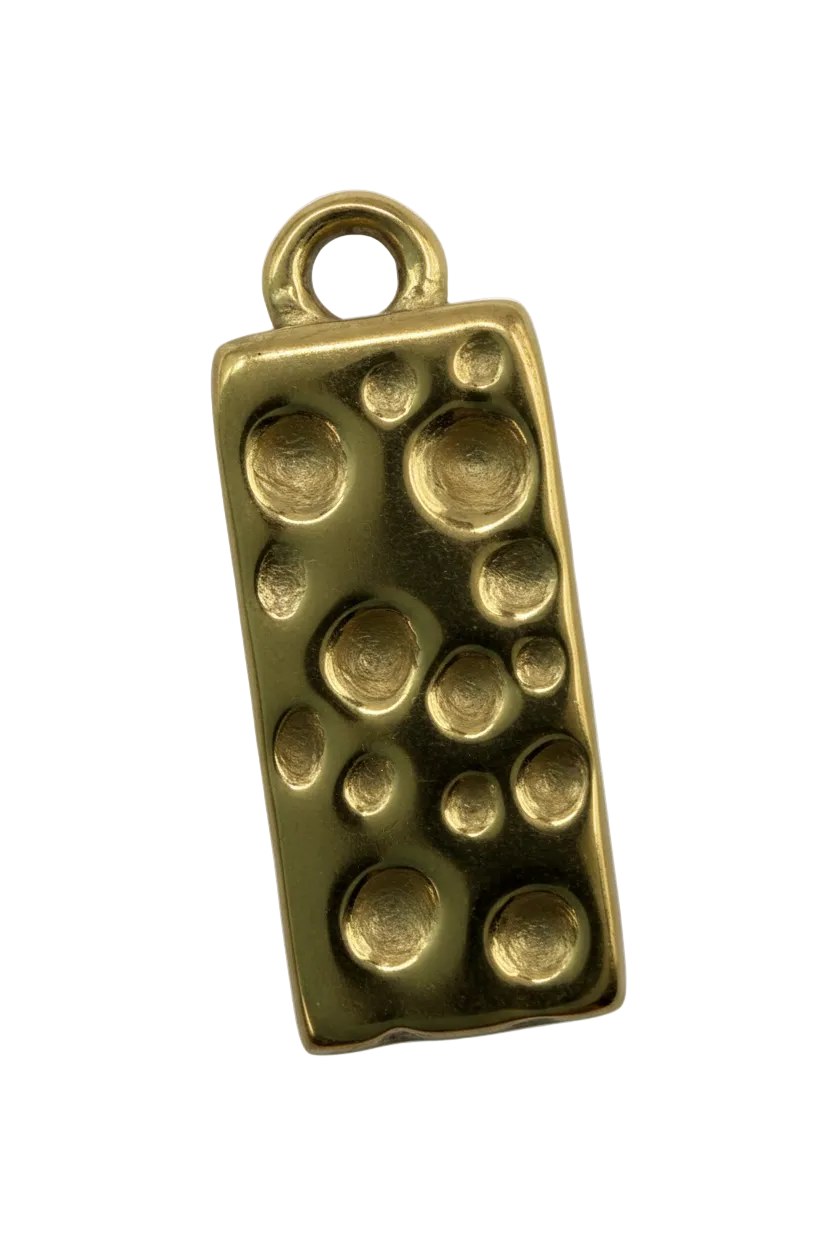 Gold bubble chocolate bar charm with raised round texture and polished finish
