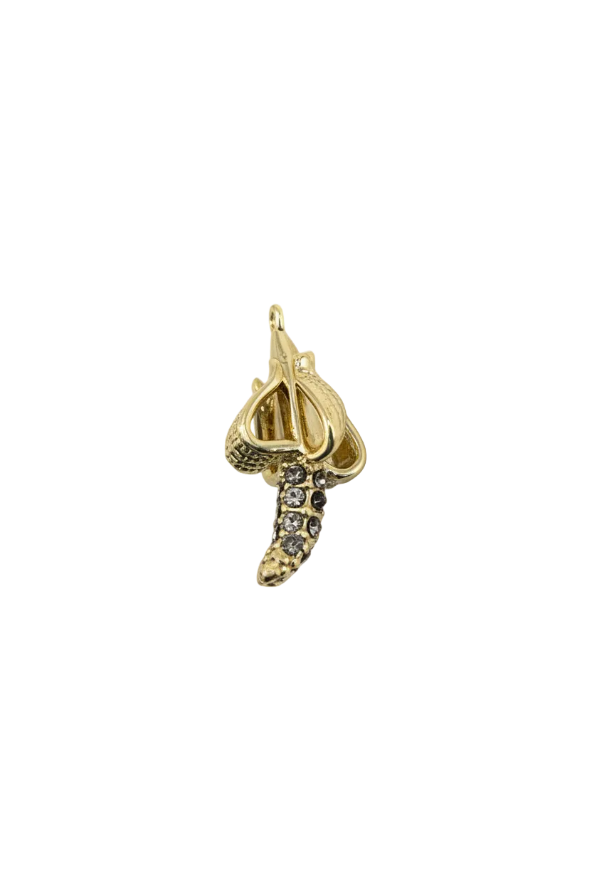 Gold banana with clear crystal accents and textured peel detail