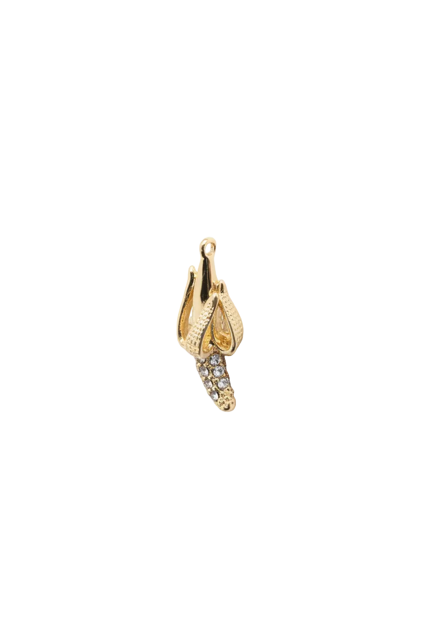 Gold peeled banana with clear pavé crystals