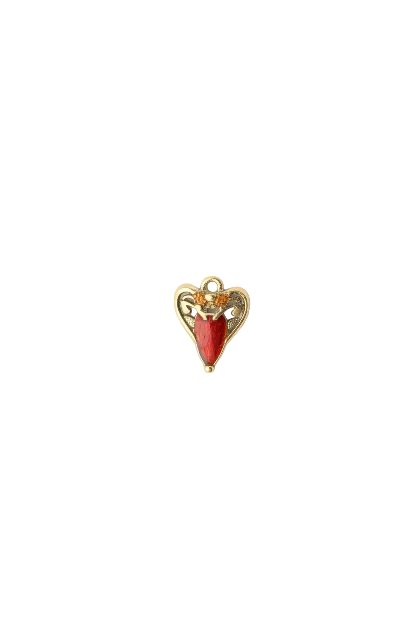 Gold ice cream cone with red teardrop gem and orange crystal accents