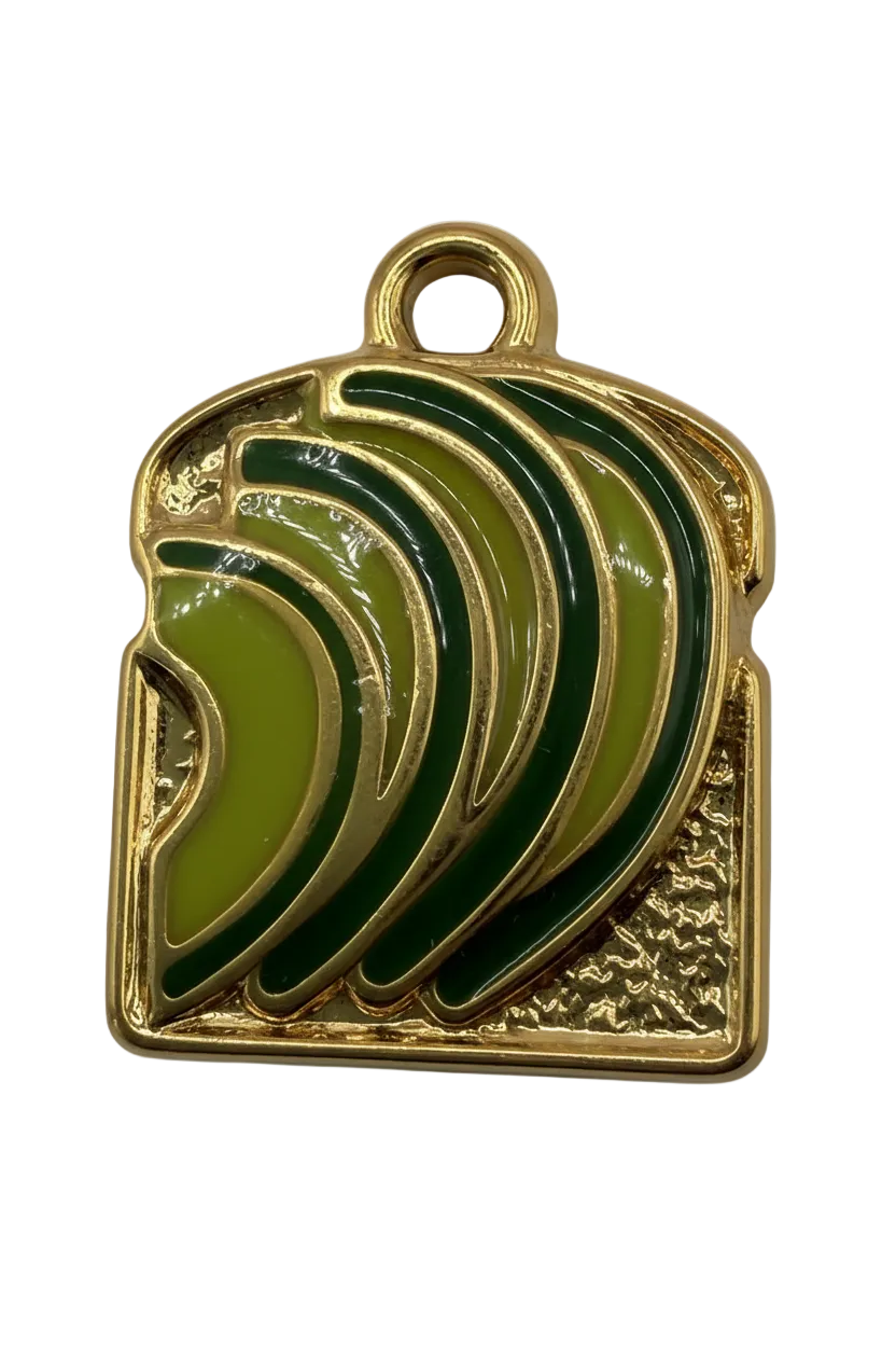 Green enamel banana bunch in a gold square frame