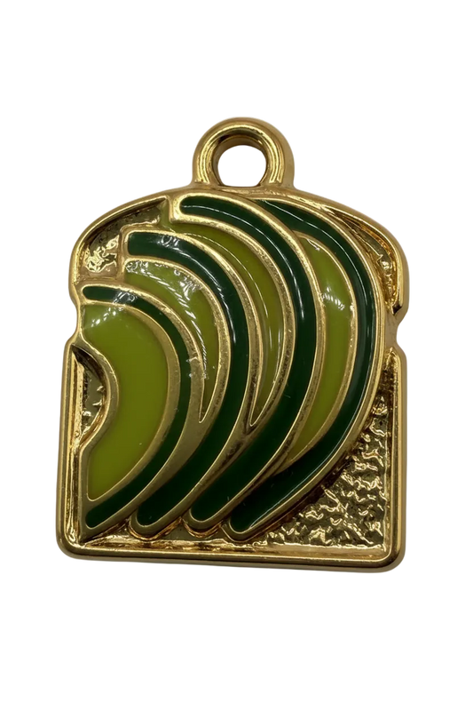 Green enamel banana bunch in a gold square frame