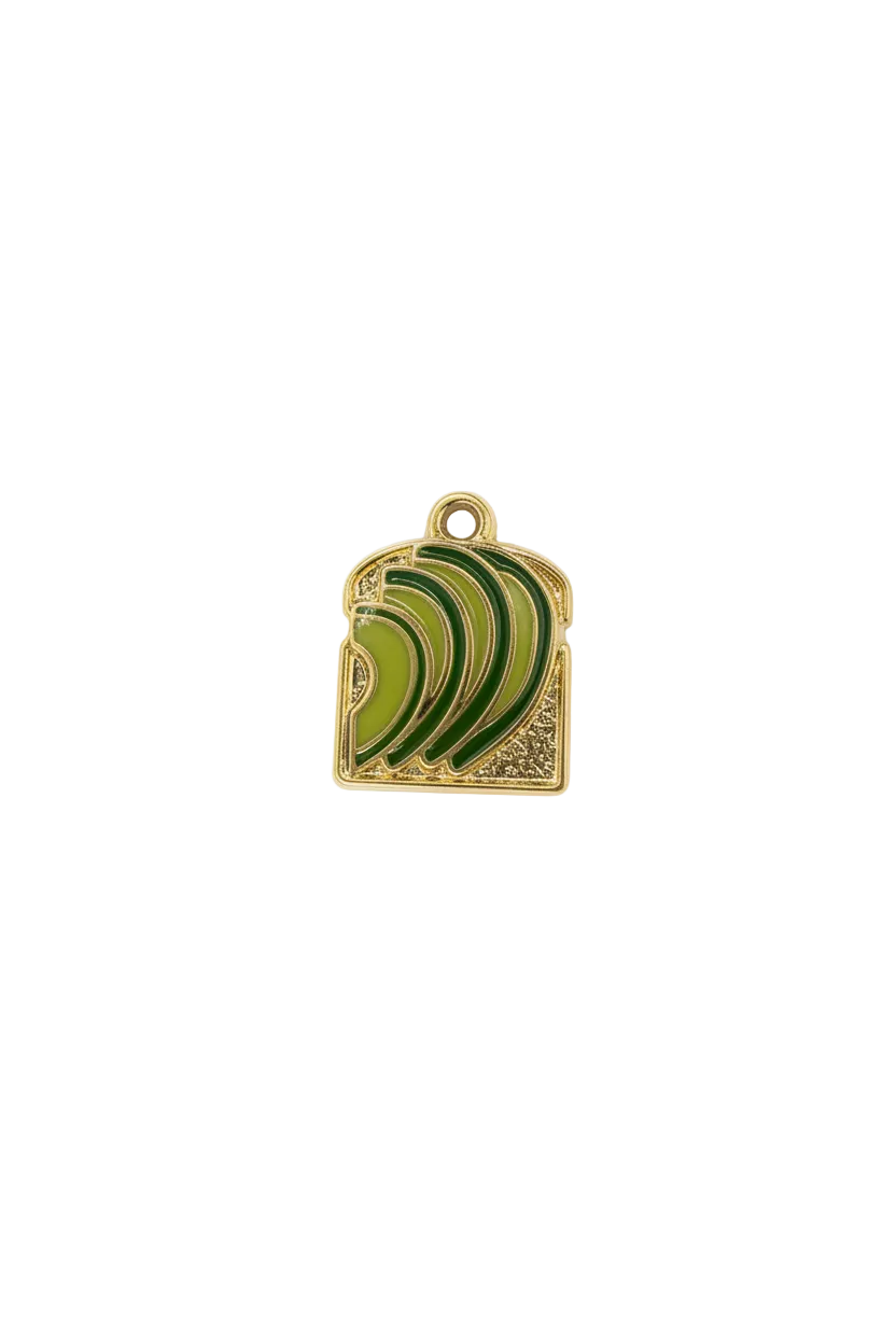 Green enamel banana bunch, gold square