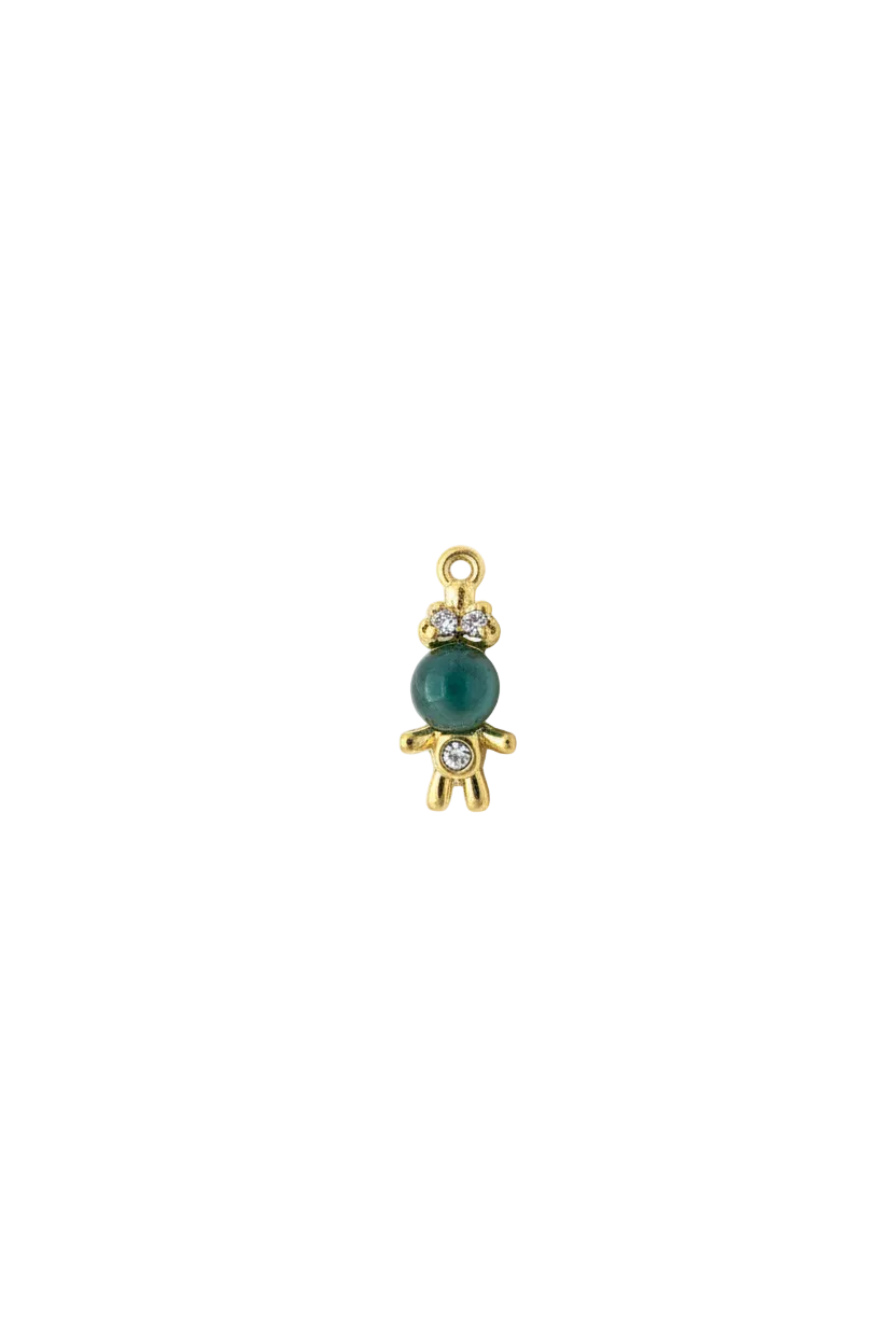 Gold turtle charm with teal cabochon shell and lavender gems