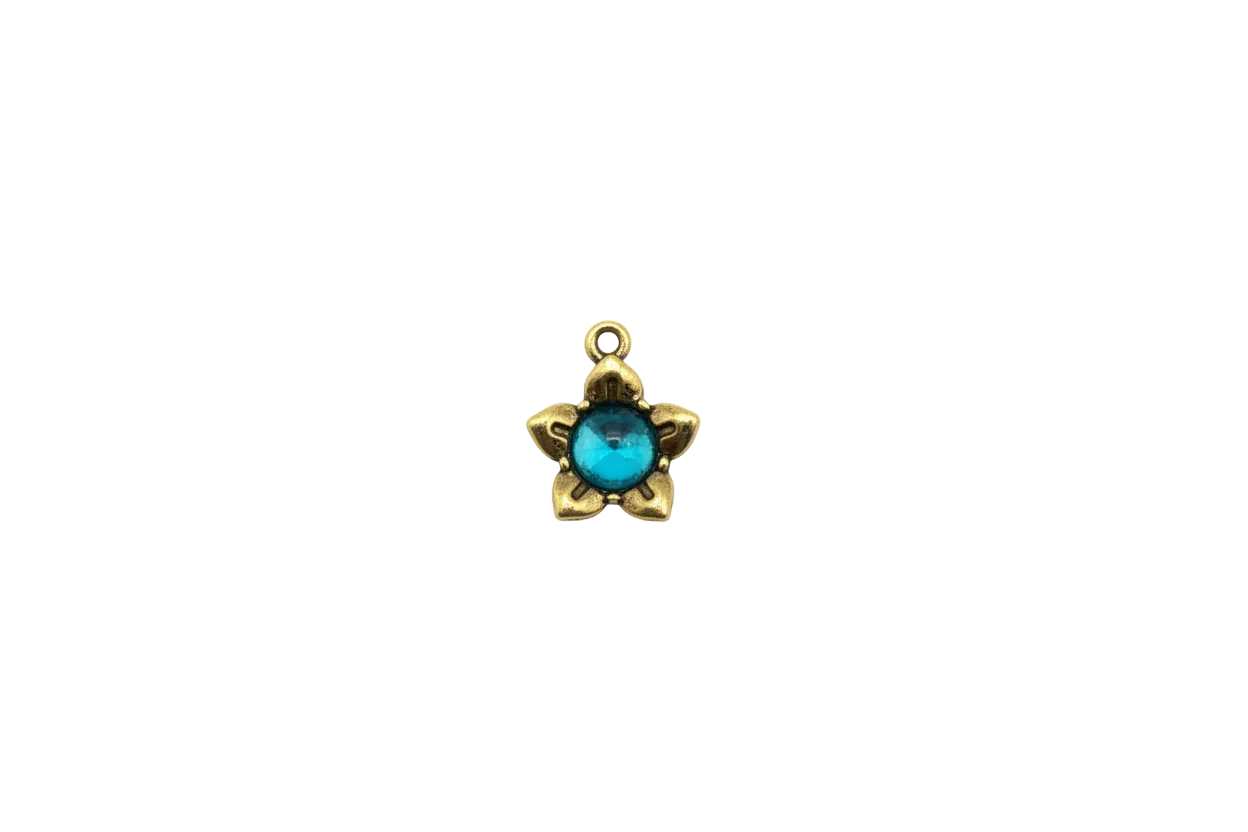 Gold sea turtle with teal cabochon gem shell
